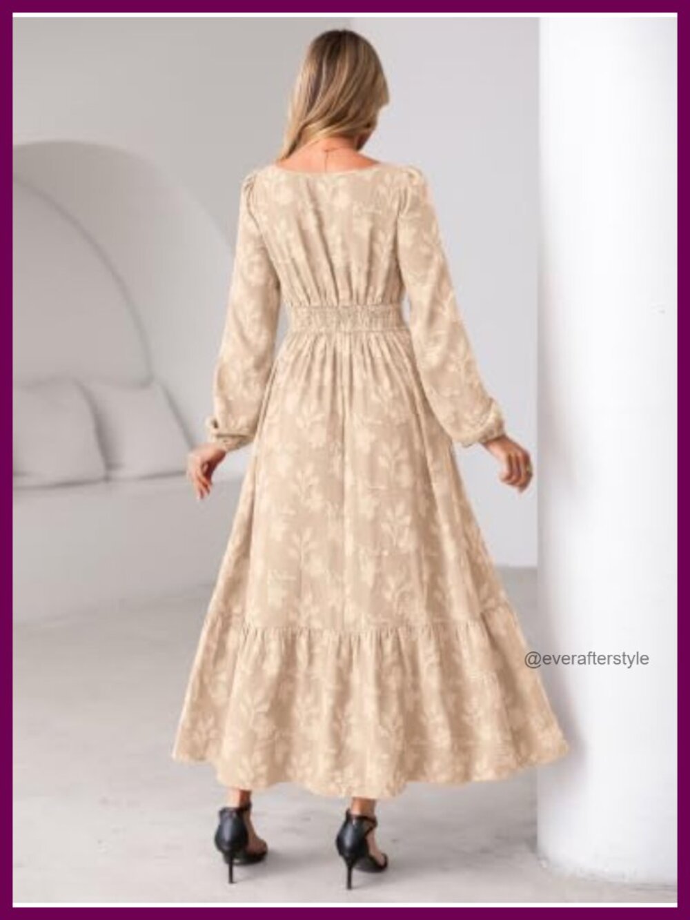 Simplee Womens Long Sleeve Boho Floral Maxi Dress A-Line Wedding Guest Semi - Picture 2 of 6